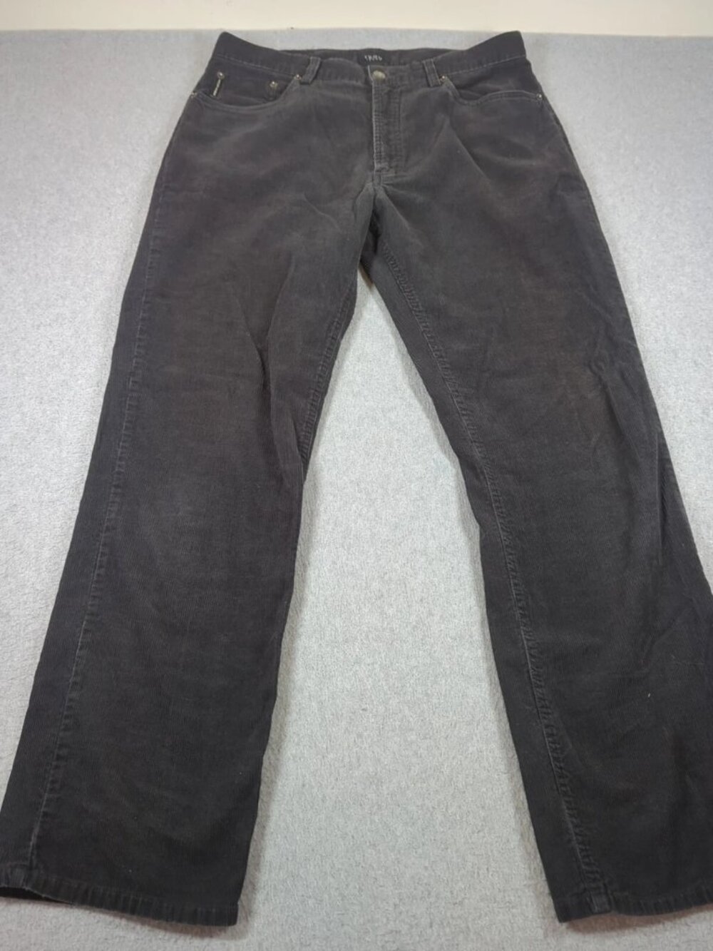 Izod Corduroy Pants Men's 34 (Actual 34x31) Charcoal Flat Front Straight Fit